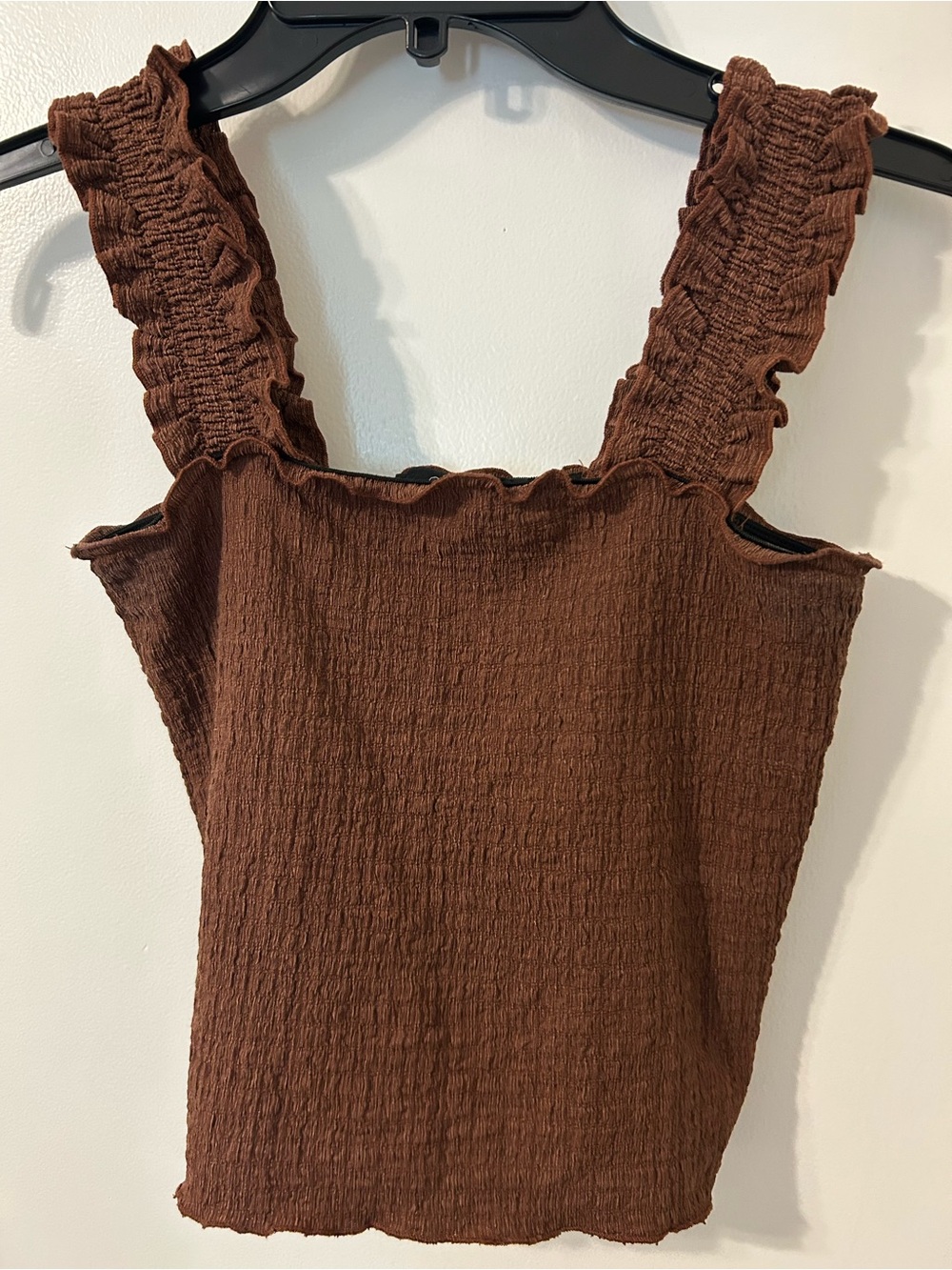 Brown Ruffled Strap Women’s Tank Top